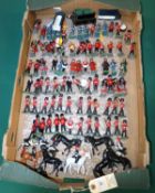 82 metal soldiers mainly by Britains, Including marching bands, Beefeaters, Policeman, Life Guards