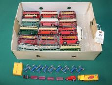 15 Dinky toys London buses in various conditions, some repainted and have damage together with an