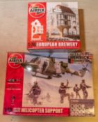 6 Airfix unmade kits. 1:76 European Brewery. 1:48 Helicopter Support Operation Herrick