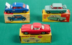 3 Dinky Toys. Austin 1800 TAXI (282), In blue with white bonnet and boot lid, TAXI sign to roof with