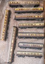 An unusual OO gauge brass 2 rail electric GWR Steam Rail Motor, RN75. In chocolate and cream livery,