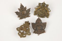 4 WWI CEF Infantry cap badges: 196th, 198th, 199th, and 200th by Birks. GC £100-120