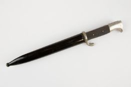 A Third Reich period German parade bayonet, plated blade 7¾" by F W Holler, Solingen, plated hilt