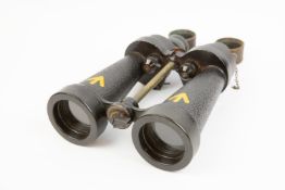 A pair of large WWII naval binoculars, marked "Barr and Stroud", broad arrows, etc, externally GC,