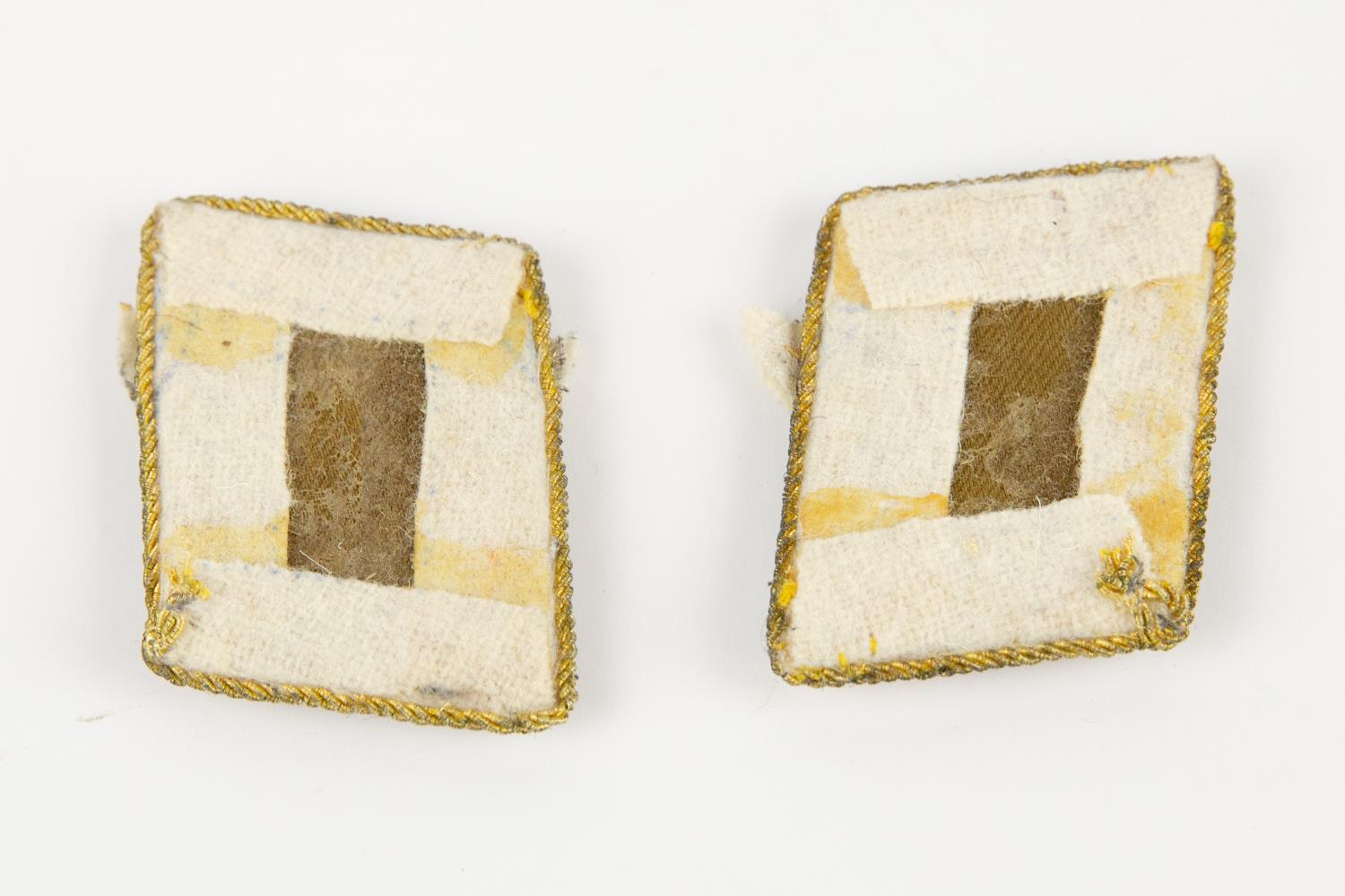 A pair of Third Reich Luftwaffe collar patches for an Air Marshal, with gold bullion embroidered - Image 2 of 2