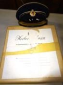 A Royal Corps of Transport Senior Officer's cap, gilt, silvered and enamel badge, bullion trimmed