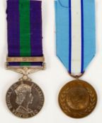 Pair: GSM 1918-62, 1 clasp Cyprus (22563044 Dvr H V Williams, RASC), NEF, UN Cyprus medal (un-