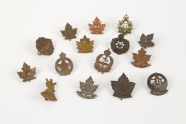 15 WWI CEF Infantry collar badges: 5th, 15th, 17th, 24th, 37th, 42nd, 43rd, 55th, 56th, 58th,