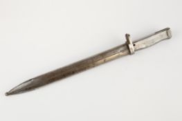 A WWI German Ersatz bayonet, fullered blade 12"; all steel hilt with oil hole and split muzzle ring,