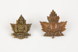A WWI CEF cap badge of the 9th Stationary Hospital, and a single collar badge of the 8th