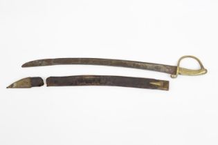 A French briquet sidearm, curved blade 25½", brass hilt stamped "ZV190", in its brass mounted