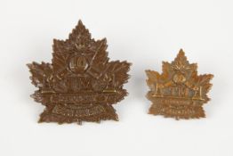 A WWI CEF cap badge of the 10th Trench Mortar Battery, and a matching single collar badge. GC (2) £