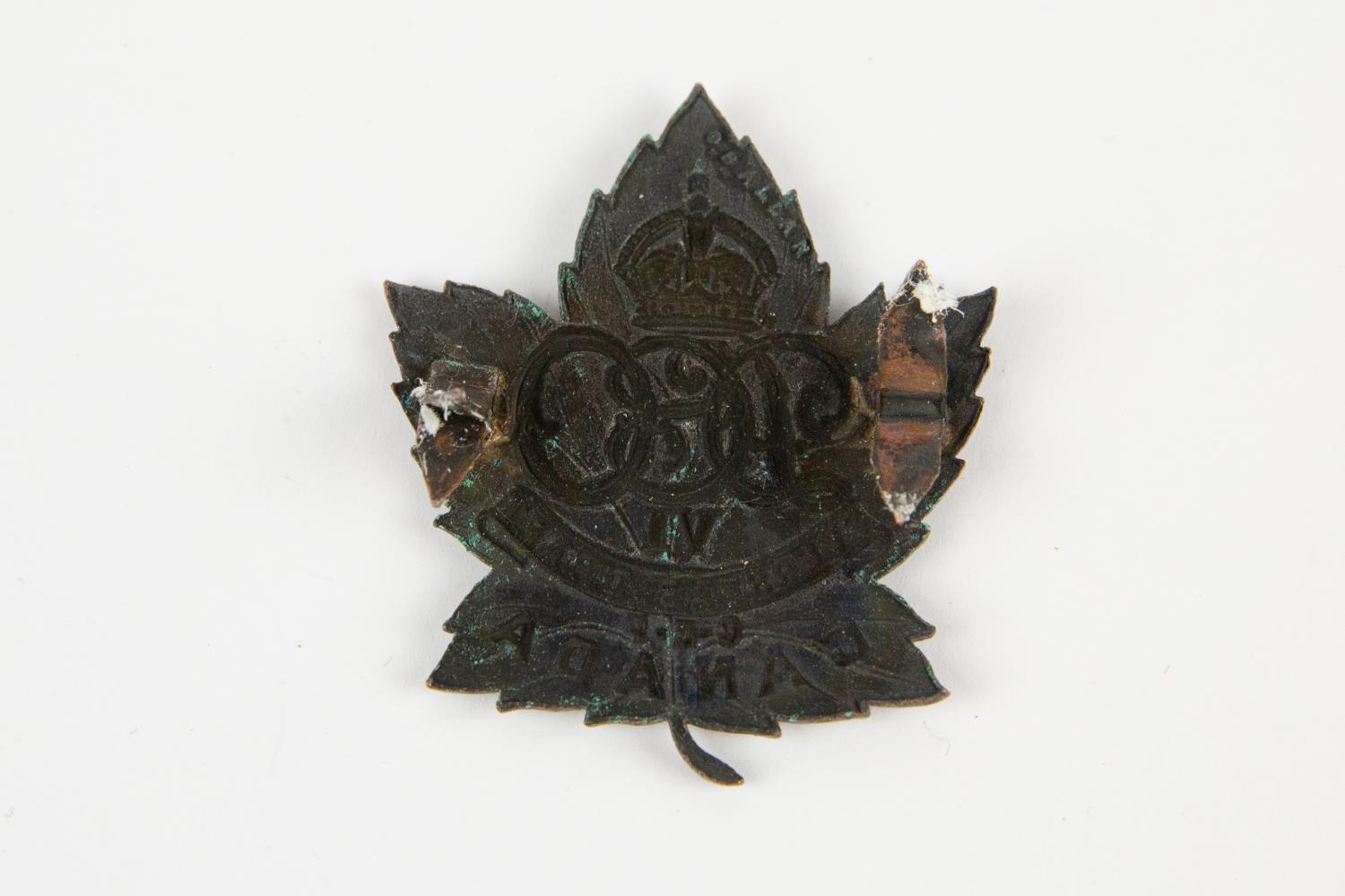 WWI CEF cap badge of the 6th Duke of Connaught's Own Infantry Draft, by O.B. Allan, with tangs. - Image 2 of 2