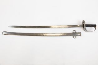 An 1882 pattern cavalry troopers sword, blade 32¾", 85 issue stamp, chequered grips, in its steel