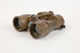 A pair of Naval binoculars, overpainted khaki for use in North Africa or Crete c 1940,