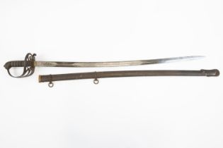 A Victorian Rifle Volunteer officer's sword, blade 32½" etched with crowned "VR", panels of scrolls,