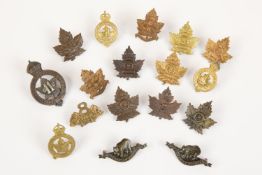 CEF collar badges: 1st Pioneer Bn, 2nd Pioneer Bn (pair), 3rd Pioneer Bn (pair), Canadian Garrison