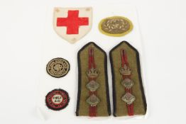 WW1 British cloth insignia, including Red Cross, St John, FANY arm badge and pair of epaulettes 6