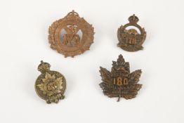 4 WWI CEF Infantry cap badges: 177th, 178th, 179th and 180th. GC £100-120