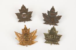 4 WWI CEF Infantry cap badges: 152nd, 153rd by Ellis, 154th, and 155th. GC £100-150