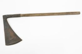 A large old "executioner's" type axe, depth of blade 13½", maximum width of blade 7½", with 8"