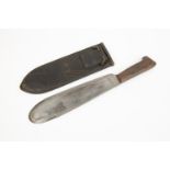 A very unusual US Marine Corps Pioneers broad knife, heavy round ended blade 11½" marked "U.S.M.C.