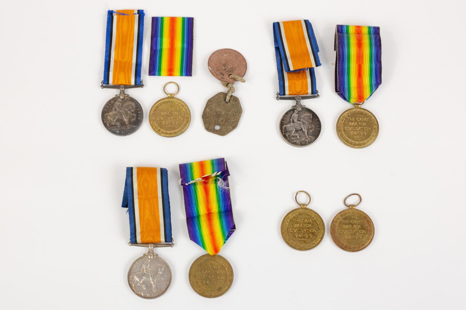 A small collection of WWI medals to the Smethurst family comprising Pairs: BWM, Victory (3205 Gnr