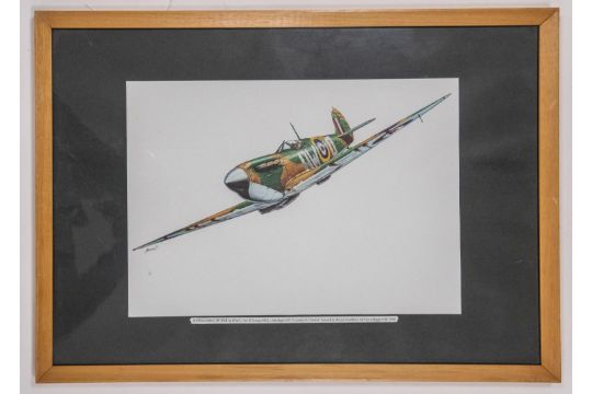 A coloured print of "Supermarine Spitfire 1a DW-O No 11 Group (HQ Uxbridge) 610 "County of