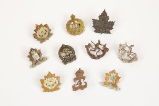 10 CEF Infantry collar badges: 3rd, 4th, 6th (pair), 7th (officers bi-metal, 2), 8th (2, bronze by