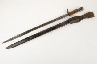 A German Seitengewehr Model 1898 bayonet, slender blade 20¼" by "WK&C", the hilt having one piece