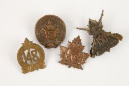 4 WWI CEF Infantry cap badges: 148th, 149th, 150th and 151st GC. £80-110