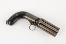 A scarce Belgian 8 barrelled Mariette self cocking under hammer ring trigger pepperbox percussion