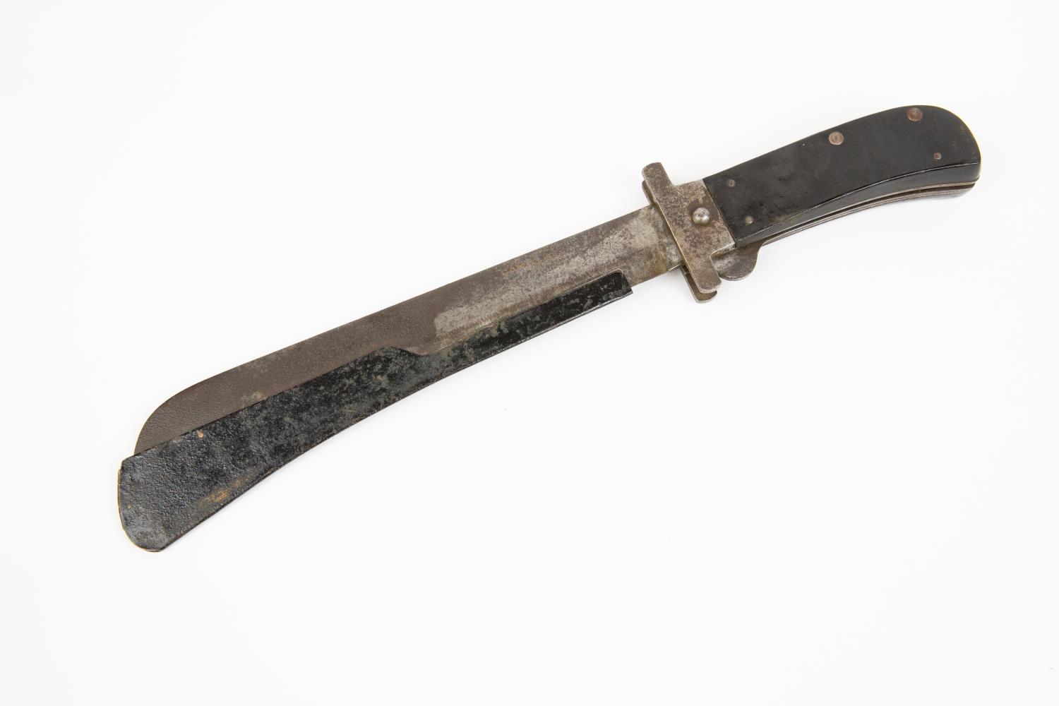 A WWII US Army Air Force Camillus folding survival machete, with black synthetic grips, steel - Image 3 of 3