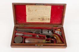 A cased 6 shot .36" Colt Model 1851 London Navy percussion revolver 33408 (1855) on all parts,