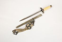 A Third Reich Army officer's dagger, by Alcoso, Solingen, with grey metal mounts, in its scabbard