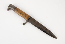 A WWI German trench dagger, Nahkampfmesser, blade 6" by Carl Eickhorn, Solingen, bayonet type hilt