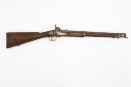 A percussion Indian cavalry carbine, .65cal, smooth bore, lock marked "185...Enfield", barrel