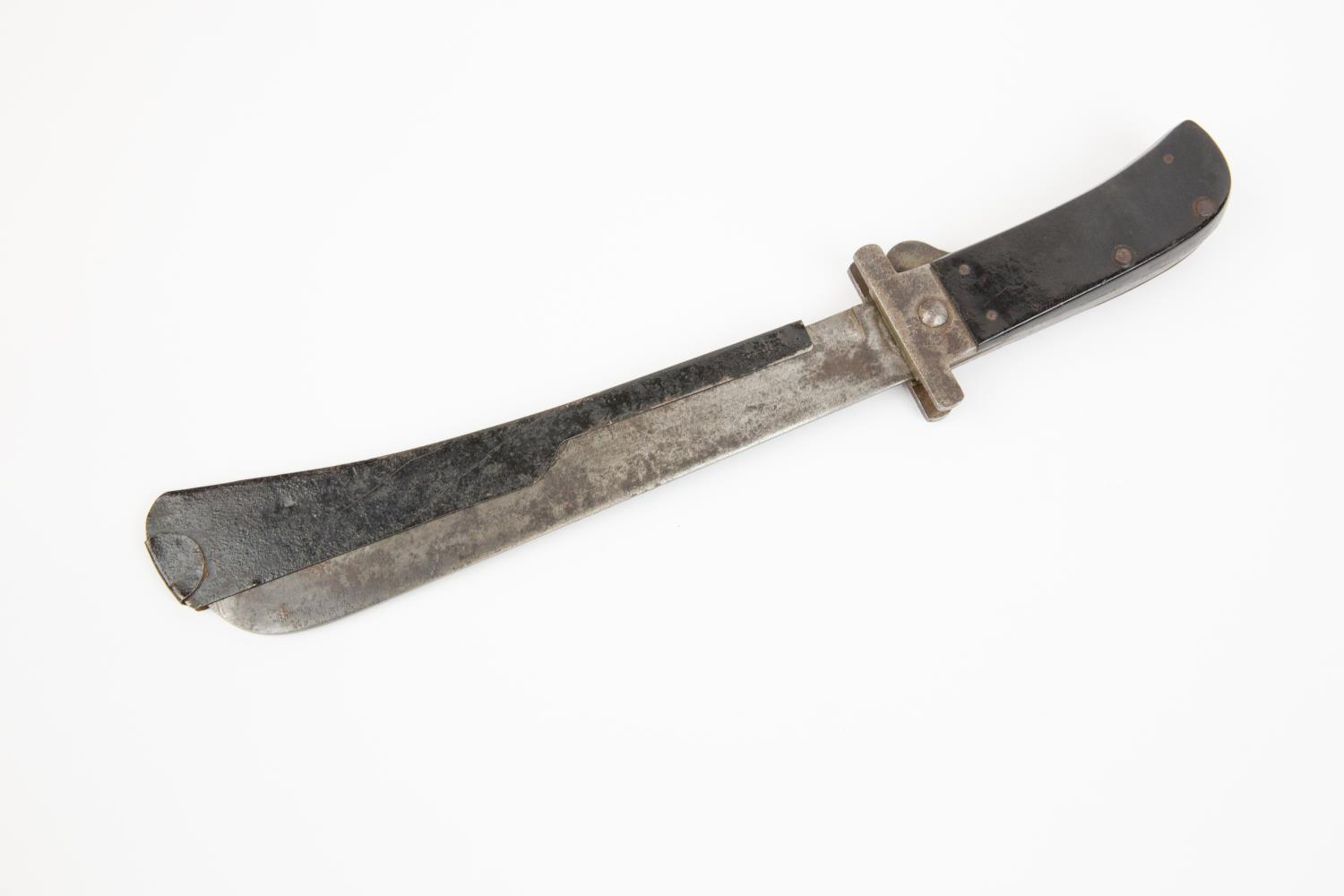A WWII US Army Air Force Camillus folding survival machete, with black synthetic grips, steel - Image 2 of 3