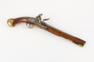 A good .56" Tower Long Sea Service flintlock pistol, the 12" barrel bearing ordnance proof marks,