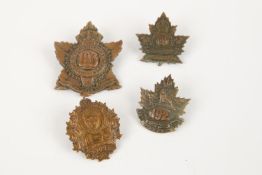 4 WWI CEF Infantry cap badges: 192nd by Black & Co, 193rd, 194th and 195th by Lees (one lug
