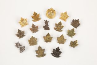 17 CEF Infantry collar badges: 39th (pair), 42nd (pair), 43rd (pair of maple leaf type), 43rd (lion,