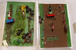 2 well made Diorama. 'Hay Making' and 'Plough Teams & Drilling'. Both using Britains etc Figures and