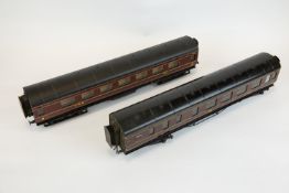 2 EXLEY LMS bogie passenger coaches. A 3rd Class passenger brake and a 3rd Class compartment. Both