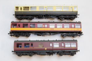 3 kit built OO inspection coaches. A GWR W89074 in Chocolate & Cream livery. A BR (LMR) M45026 in