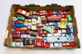80+ die cast models by mainly Corgi & Dinky. Lot includes Military vehicles, cars Transporters,