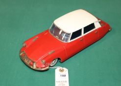 A scarce early 1960's Bandai battery powered 1:18 scale tinplate model of a Citroen ID DS 4-door