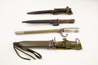 4 bayonets: a Swedish M1965 AK4; a Belgian FN Cal; a Belgian FN Fal; a shortened Lebel bayonet