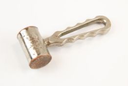 A nickel plated copper bone hammer from a military surgeon's kit, stamped with a broad arrow and "