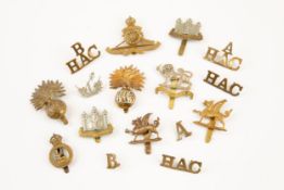 10 various Territorial Regiment cap badges: HAC Artillery with revolving wheel, HAC Infantry OR's