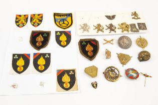 WWII-1950s foreign Volunteer badges, cloth Belgium, metal French insignia, Netherlands cap badge,